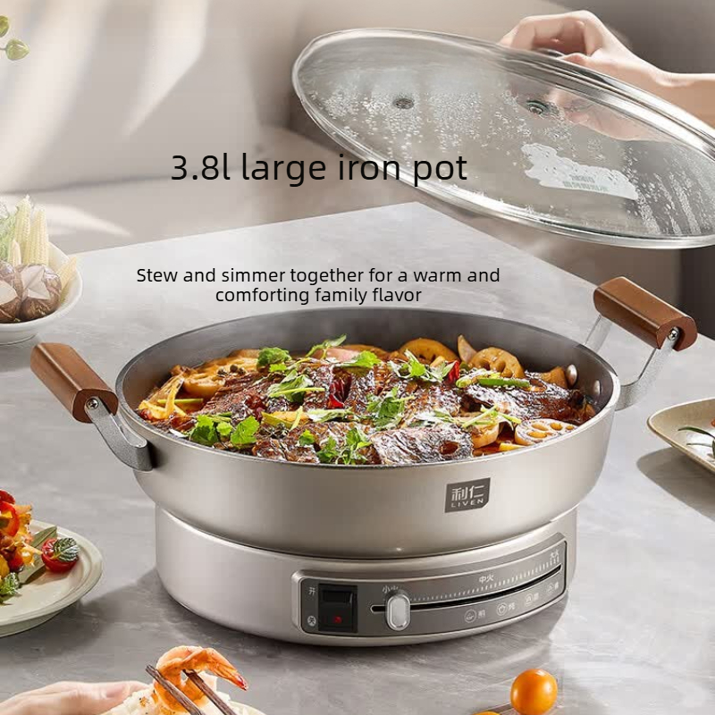 Cast Iron Skillet - 32cm 대형 딥 그릴 팬, 무코팅