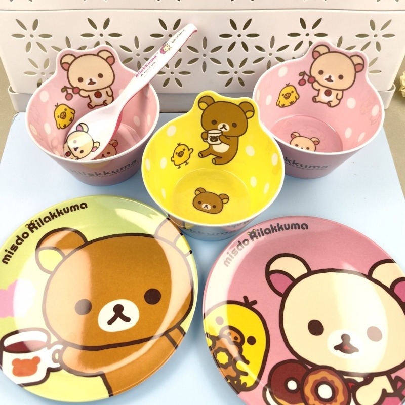 Kitchen Gadgets Set - 귀여운 리락쿠마 프린트 식기 세트, 사랑스러운