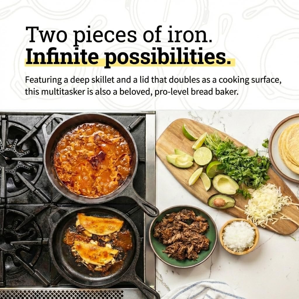 2-in-1 주철 조리기구 세트 - PFAS 프리 3. - Cast Iron Skillet 리뷰 및 가격