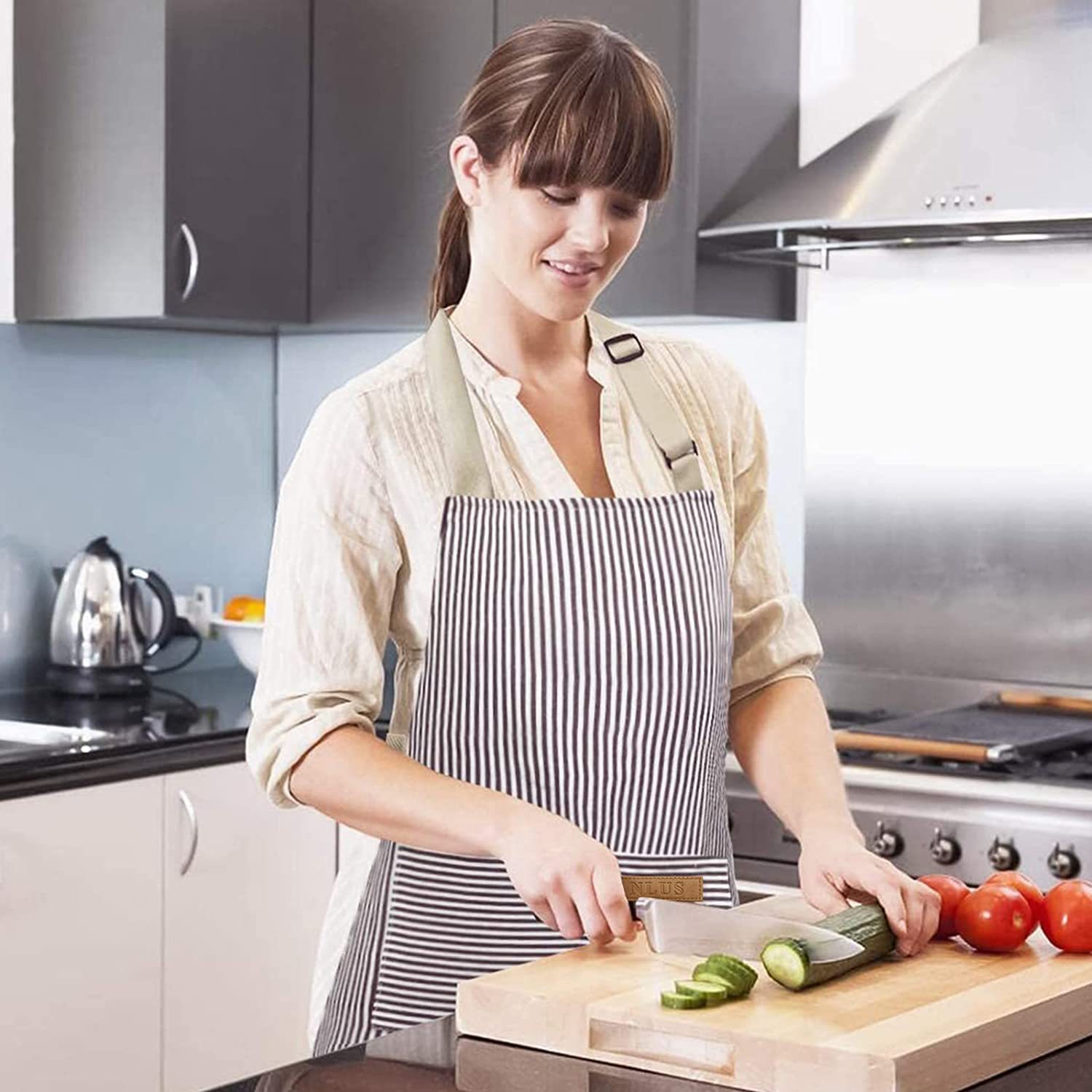 검정색 흰색 줄무늬 주방 앞치마 남성 여성을위한 2 개 - Kitchen Gadgets For Women 리뷰 및 가격