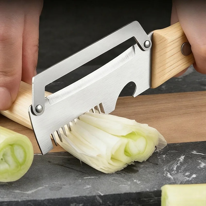 다기능 필러 스테인레스 스틸 나무 손잡이 야채 필러 감 - Household Kitchen Gadgets Vegetable Cutter Silk Cutter 리뷰 및 가격