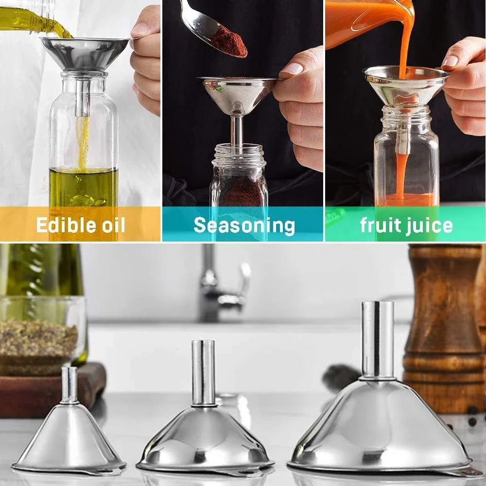 3Pcs 스테인레스 스틸 주방 깔때기 병 채우기 세트  - Kitchen Gadgets Small 리뷰 및 가격