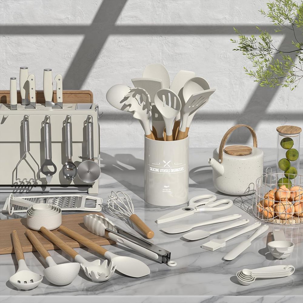 두꺼운 실리콘 주방 도구 세트 - 조리기구 세트, 내열 - Kitchen Gadgets Set 리뷰 및 가격